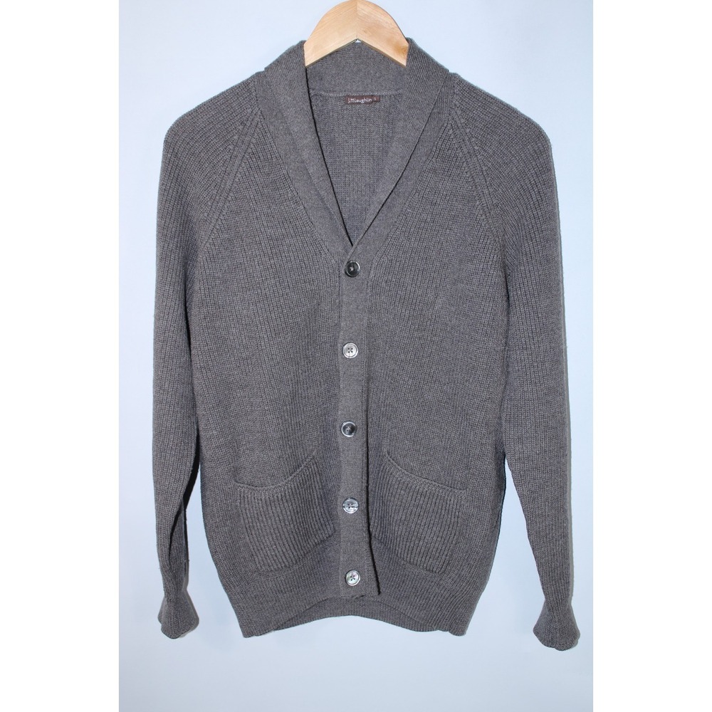 J. McLaughlin Men's Small Brown Knit 100% Merino Wool Cardigan